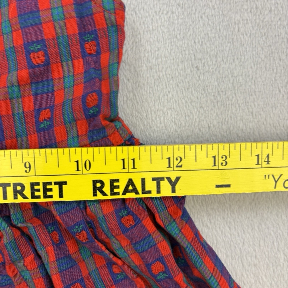 Vintage Oshkosh Dress Girls 3T Red Jumper Apple Plaid Made In USA - Picture 8 of 8